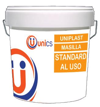 Uniplast standard al uso Enlucido polivalente de renovación en pasta (listo al uso), que permite su aplicación manual y mecánicamente.