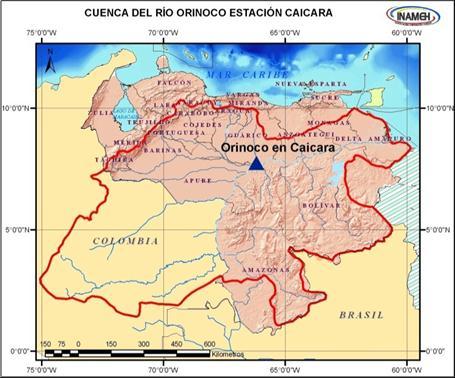 Orinoco en Caicara CARACTERÍSTICAS La estación hidrométrica Orinoco en Caicara se encuentra ubicada en el estado Bolívar en la parte media de la cuenca y presenta registros de niveles desde el año