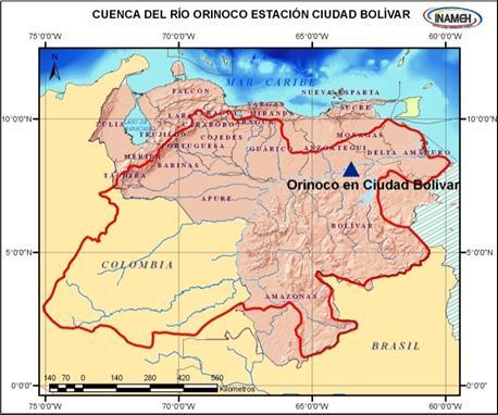Orinoco en Ciudad Bolívar CARACTERÍSTICAS La estación hidrométrica Orinoco en Ciudad Bolívar se encuentra en la parte baja de la cuenca y presenta registros de niveles desde el año 1924.