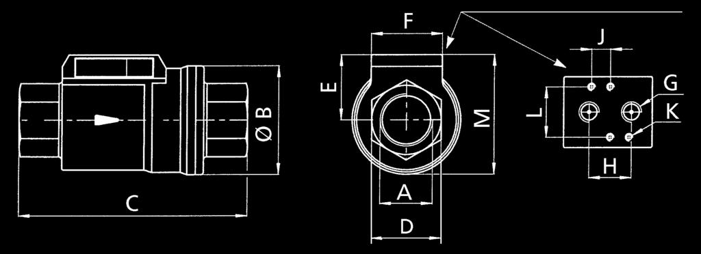 Válvula Pilotada simple o doble efecto Dimensiones Interface hacia el NAMUR Dimensiones [mm] Tipo Racordaje A B C D SW F G H J K L M Peso aprox.