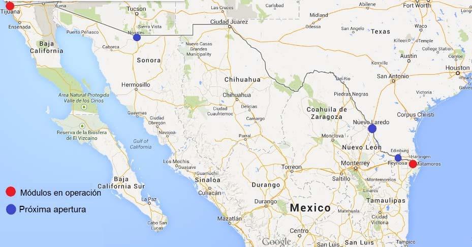 Al expander operaciones en Nuevo Laredo, Reynosa y Nogales se estará