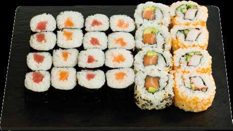 makis atún, 4 salmón aguacate roll, 4 surimi aguacate roll 8 salmon makis, 8 tuna makis, 4 salmon avocado roll, 4