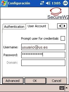 usuario virtual de la US (incluyendo @us.es). Cuando se conecte a esta red se usará este nombre de usuario y clave para acceder a ella.