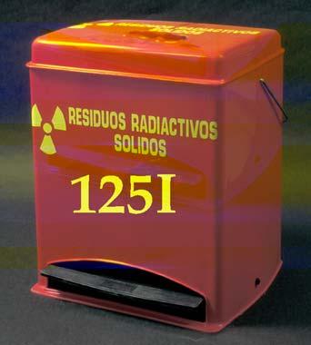 Etiquetado según radioisótopo - Cubo interior con blindaje de plomo (2mm), cubo y tapa para