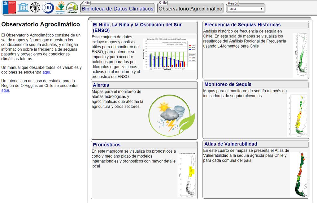 Pagina Principal Observatorio Agroclimático Al ingresar a www.climatedatalibrary.