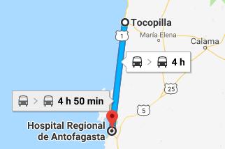 Para trasladarse desde Tocopilla a Antofagasta debe gastar ~M$13 en promedio en transporte público 1 Fuente: Efectos