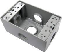 Catálogo 2019 Cajas rectangulares de aluminio Código Descripción Piezas 9840010 Caja rectangular de aluminio con 3 orificios 1/2 50 9840020 Caja