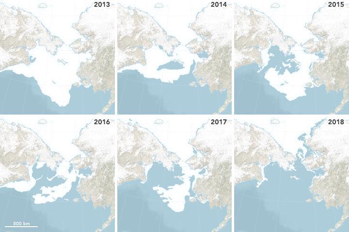 Hielo en el Mar de Bering en mínimos