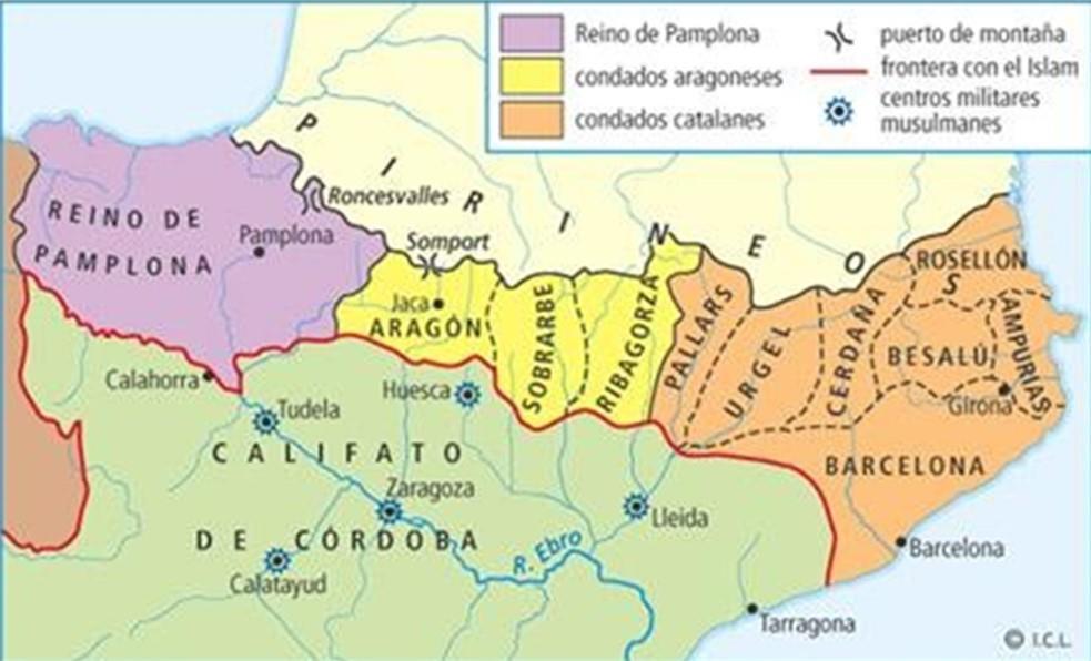 En la zona pirenaica, la actuación del emperador franco Carlomagno (768-814) contribuyó al nacimiento de los núcleos cristianos que aparecieron en esta