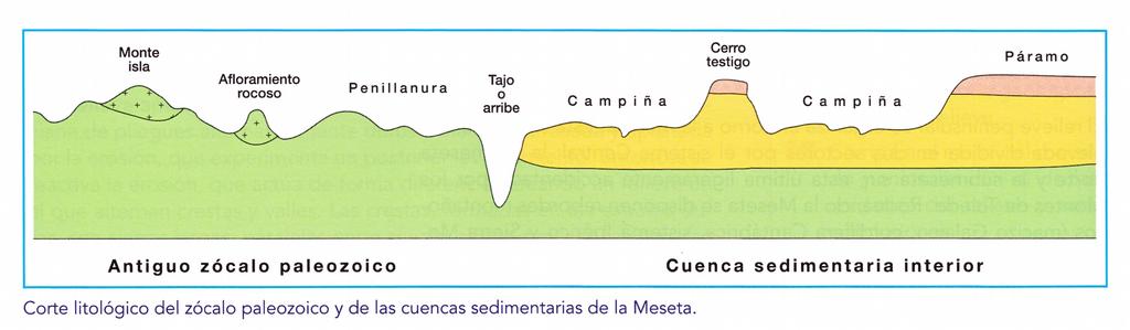 La Meseta Relieve: elevada llanura (600-800 m.) Formación: - En la era primaria (Orogénesis Herciniana) se forma el Macizo Hespérico, luego erosionado.