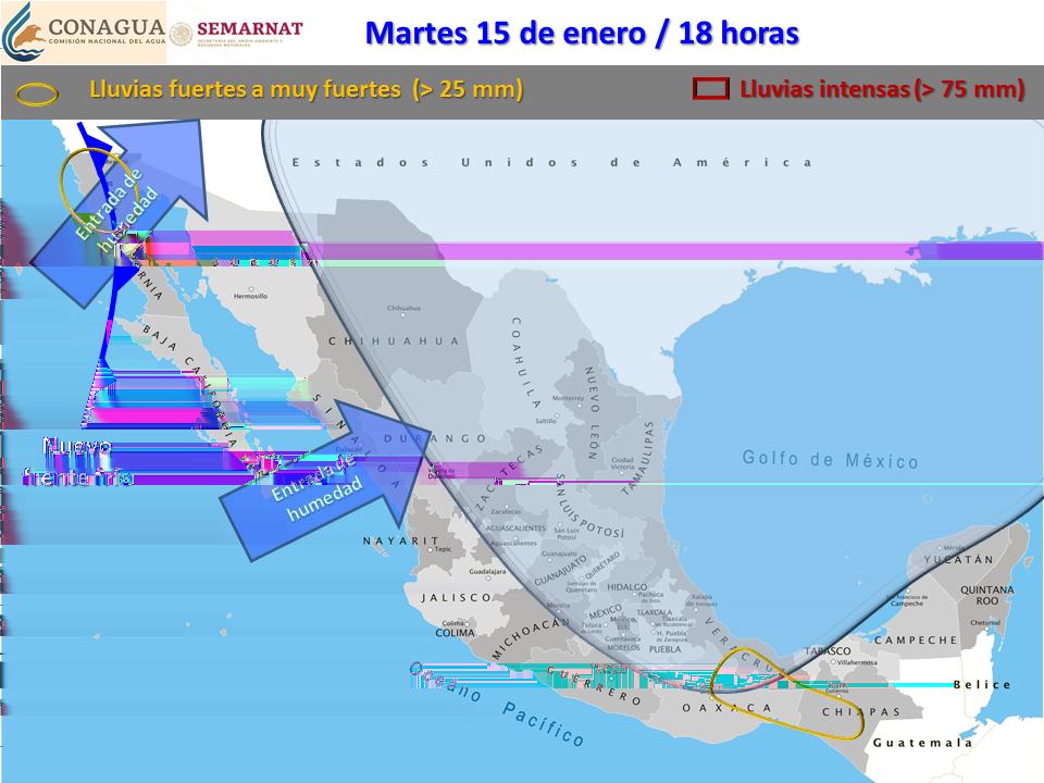 Posibilidad para caída de nieve o aguanieve: Sierra de Baja California y Sonora.