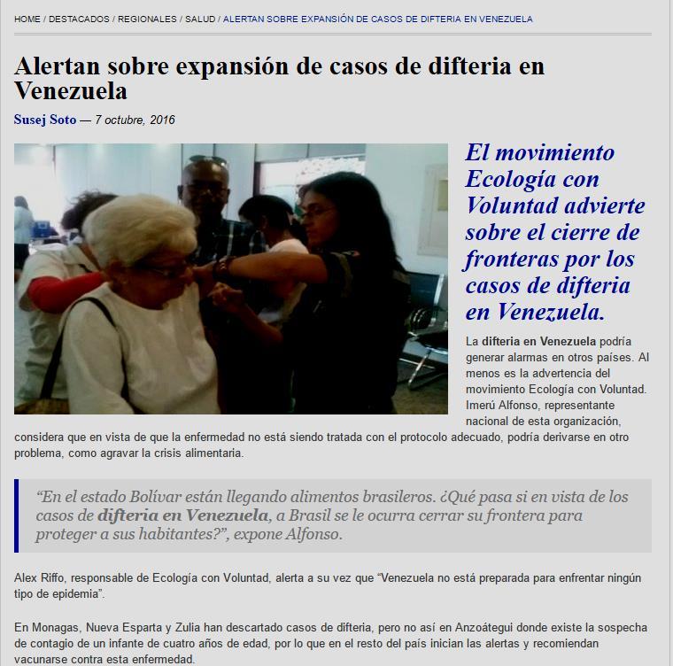 difteria en Venezuela 24 años