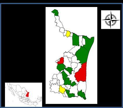 Casos confirmados de Dengue. Tamaulipas, 2017-2018.