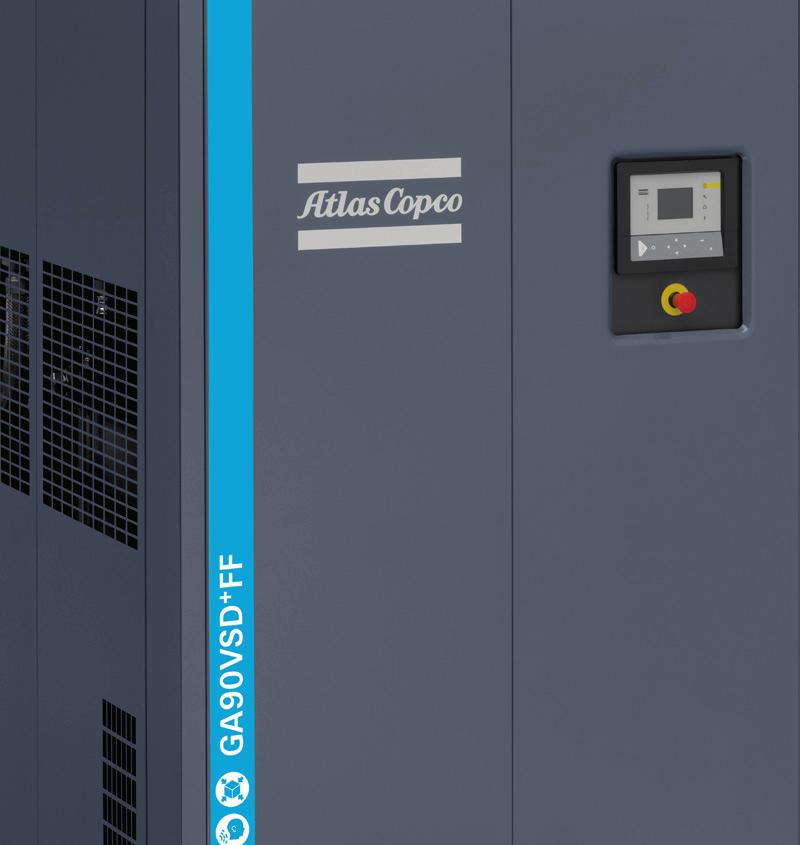 Innovador Atlas Copco ha dado un vuelco a la industria del aire comprimido rediseñando la disposición convencional de un compresor de aire típico.