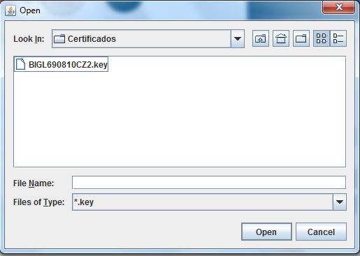 Clave de la llave Privada. Llave Privada (archivo con extensión *.key) Certificado (archivo con extensión *.