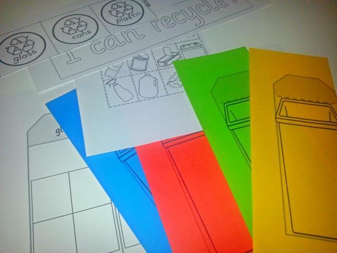 The bins can be colored or just printed onto colored paper.