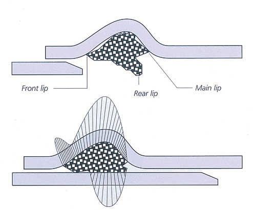 Uniones y bridas para tubería de PE Especificaciones técnicas importancia: la junta labial de cierre estanco y el anillo elástico con sectores metálicos para sujeción del tubo.