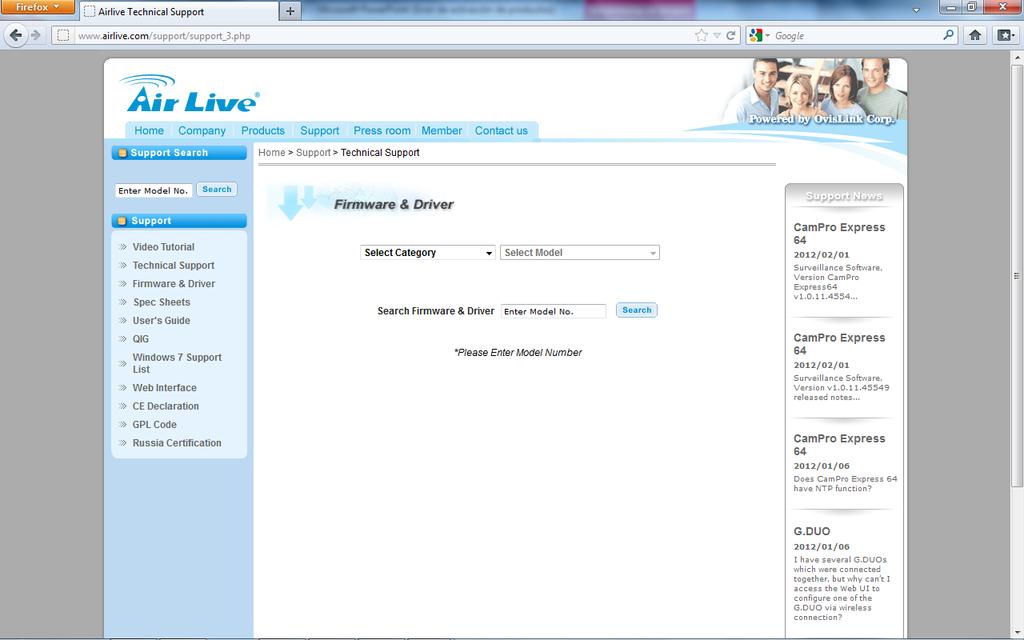 Actualización de firmware En la página web de Airlive, podemos acceder a los distintos