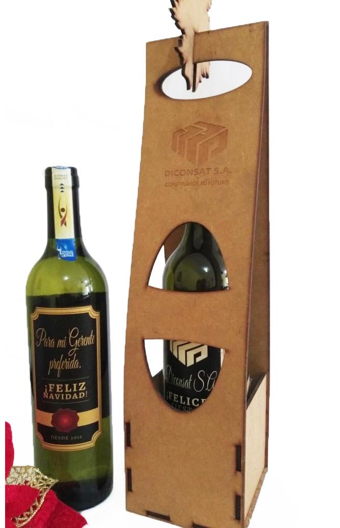 Caja Valentina + Vino Porta vino de madera personalizado con el
