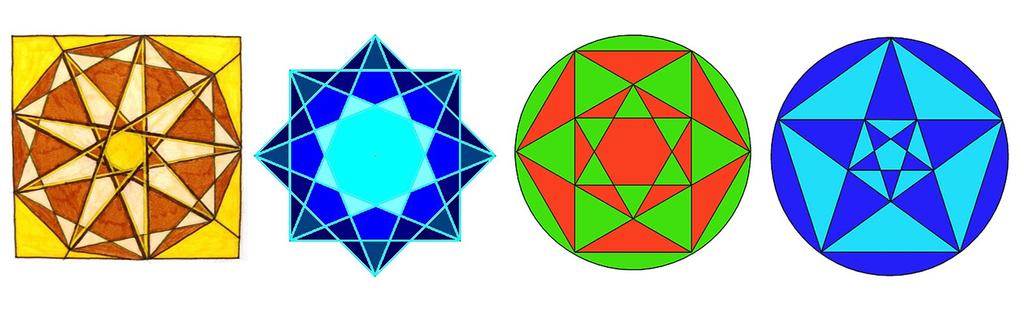 Construcció de polígons estrellats 9. Construeix un polígon estrellat Dibuixa un polígon regular (pentàgon, hexàgon, heptàgon, octàgon.