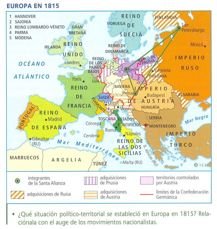 Europa en 1815 Qué situación político-territorial se estableció en