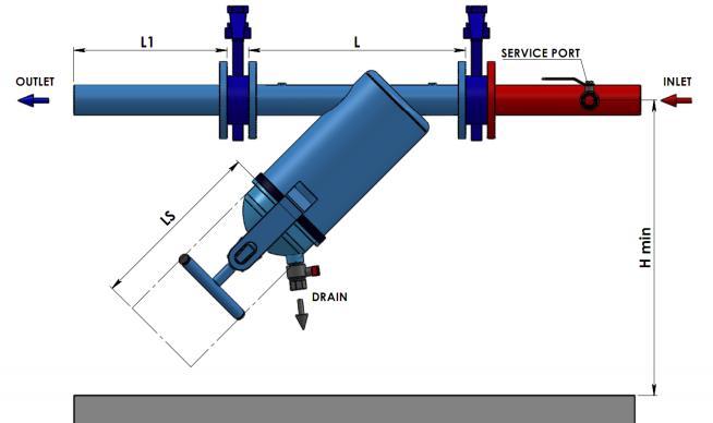 INSTALACIÓN: El cuerpo del filtro debe apuntar hacia abajo, con la válvula de drenaje en la parte inferior. Instale el filtro en la dirección correcta de acuerdo a las flechas.