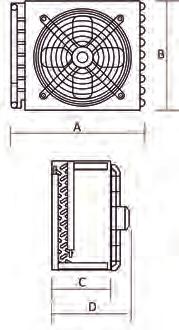 CONDENSADORES DE AIRE Condensadores de aire con ventilador y rejilla incorporadas Condensadores ventilados para grupos herméticos, construidos en tubo de cobre de 3/8 dispuesto al trebolillo, aleta