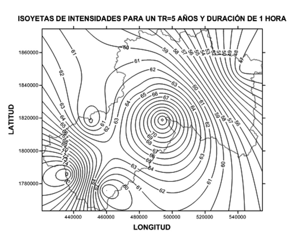 30 pecialmente los que corresponden a las estaciones Cañon del Sumidero, Chicoasen, Santuario y Tres Picos, cuyos parámetros de las curvas i-d-tr salen del intervalo del resto de las estaciones.