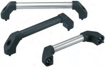 K0222 Empuñaduras de tubo - 60mm Puntas de termoplástico reforzado con perlas de vidrio, negro. Tubo de unión de aluminio E W-6060 o acero inoxidable 1.4301.
