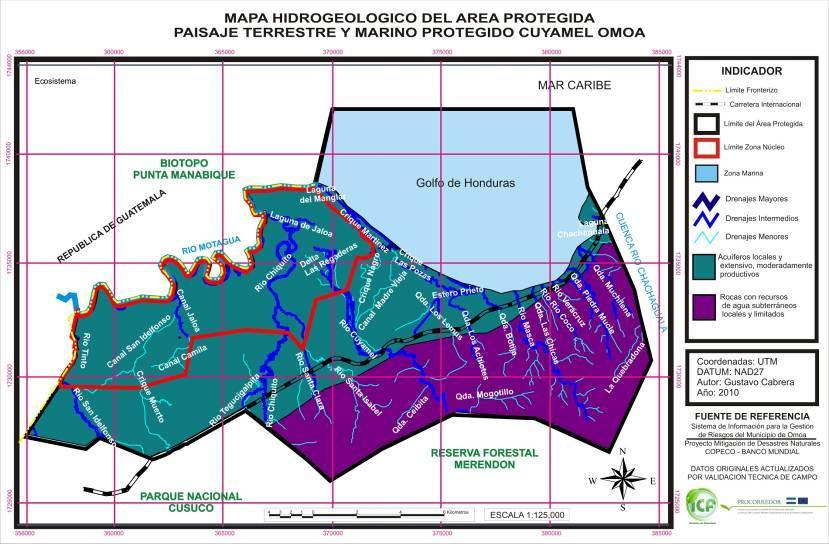 MAPA HIDROGEOLÓCO DEL PARQUE NACIONAL CUYAMEL OMOA Mapa 5: Hidrología del PANACO 1.2.3.7.