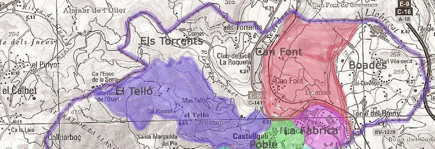 3.5.Mapa de zones del terme El municipi està format per diferents concentracions de població i masos disseminats.