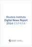 Reuters Institute Digital News Report 2014: ESPAÑA
