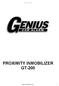 Genius Car Alarms PROXIMITY INMOBILIZER GT-200. www.alarmasgenius.com 1
