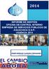 INFORME DE GESTIÓN OFICINA DE CONTROL INTERNO EMPRESA DE SERVICIOS PÚBLICOS DE AGUACHICA E.S.P- VIGENCIA 2014