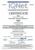 THE INTERNATIONAL CERTIFICATION NElWORK CERTIFICATE. IQNet and AENOR hereby certify that the organization TECNOLOGÍAS Y SERVICIOS AGRARIOS, S.A.