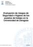 Evaluación de riesgos de Seguridad e Higiene de los puestos de trabajo en la Universidad de Zaragoza