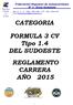 CATEGORIA. FORMULA 3 CV Tipo 1.4 DEL SUDOESTE REGLAMENTO CARRERA AÑO 2015