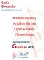 Guía Docente Modalidad Presencial. Matemáticas y Análisis de las Operaciones Financieras. Curso 2014/15