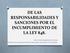 DE LAS RESPONSABILIDADES Y SANCIONES POR EL INCUMPLIMIENTO DE LA LEY 848.