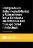 Postgrado en Enfermedad Mental y Alteraciones de la Conducta en Personas con Discapacidad Intelectual
