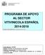 PROGRAMA DE APOYO AL SECTOR VITIVINICOLA ESPAÑOL 2014-2018