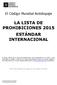 LA LISTA DE PROHIBICIONES 2015 ESTÁNDAR INTERNACIONAL