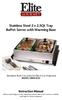 Stainless Steel 2 x 2.5Qt Tray Buffet Server with Warming Base