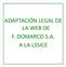 ADAPTACIÓN LEGAL DE LA WEB DE F. DOMARCO S.A. A LA LSSICE