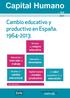 Capital Humano. Cambio educativo y productivo en España. 1964-2013. 50 años de mejora. educativa. Educación y. desempleo. Capital humano y modelo