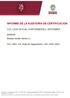 INFORME DE LA AUDITORÍA DE CERTIFICACIÓN