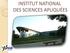 INSTITUT NATIONAL DES SCIENCES APLIQUÉES