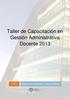 Taller de Capacitación en Gestión Administrativa Docente 2013