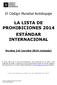 LA LISTA DE PROHIBICIONES 2014 ESTÁNDAR INTERNACIONAL