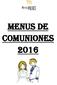 MENUS DE COMUNIONES 2016